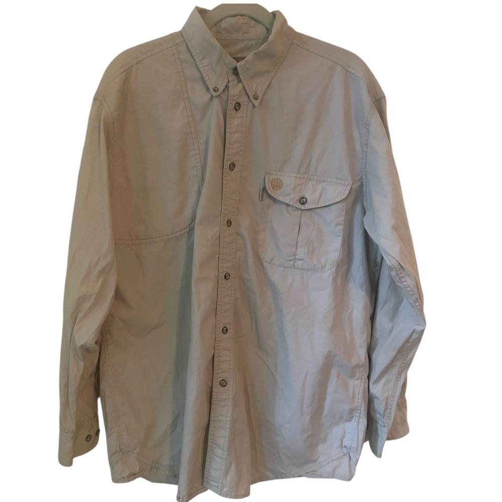 Beretta Shirt Men's XL Beige Vented Button Up Long Sleeve Shooting Hunting
